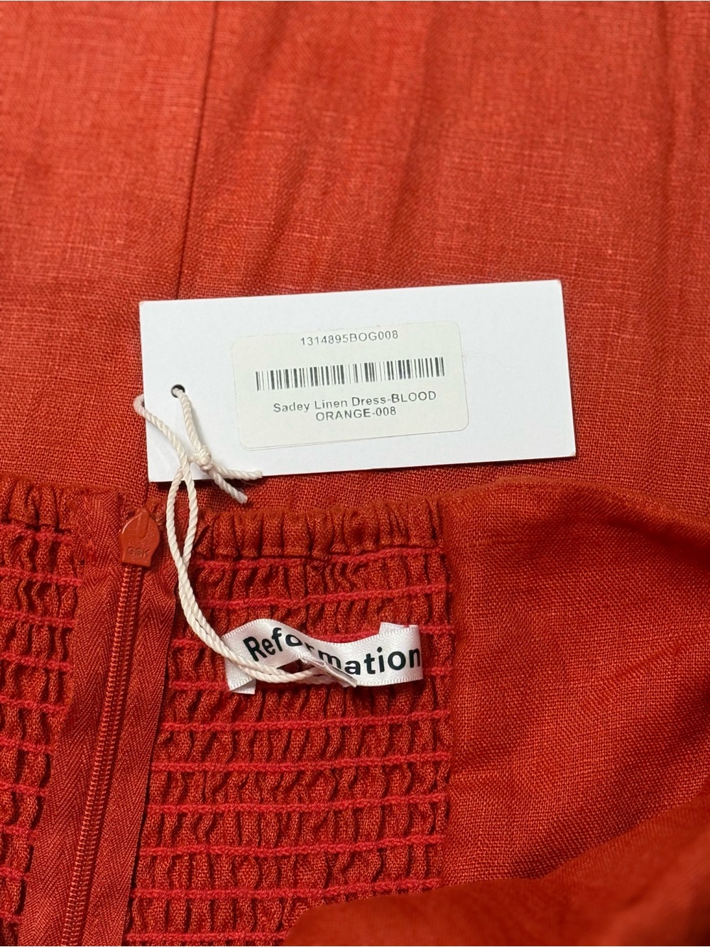 NWT Reformation Sadey Linen Halter Dress Blood Orange Size 8 Resort - Picture 10 of 11